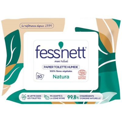 PAPIER WC HUMIDE FESSNETT NATURA X50 (Vendu par 1)