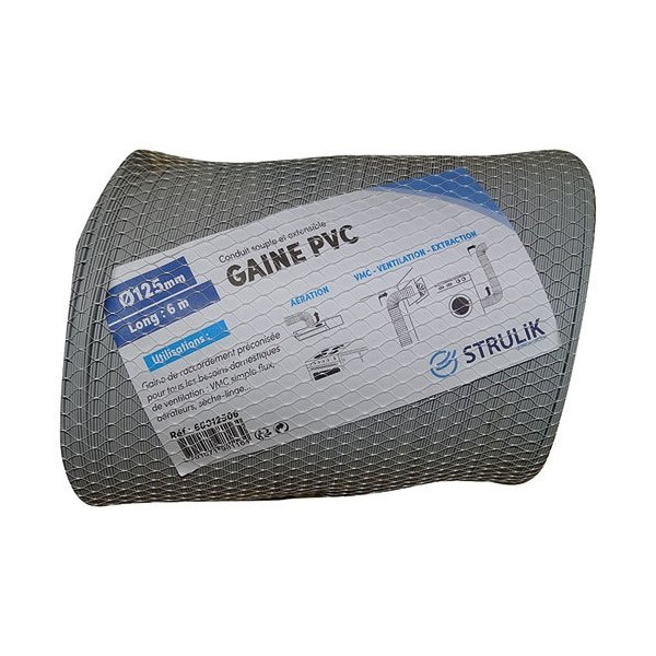 STRULIK - Gaine souple pvc gris d.125mm 6ml filet