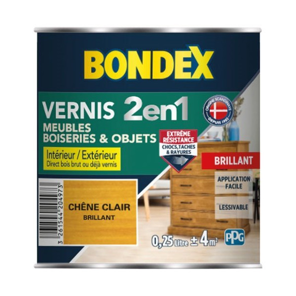 BONDEX - Vernis chêne clair brillant 250ml