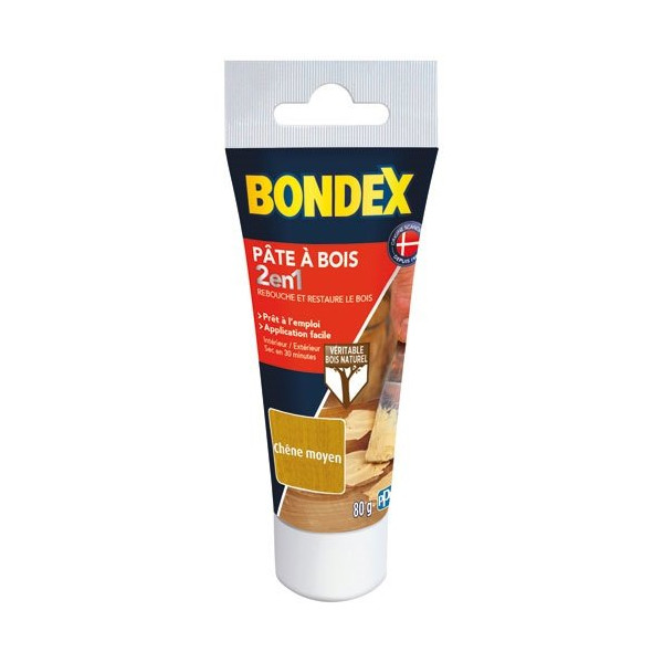 BONDEX - Pâte à bois chêne moyen tube 80gr