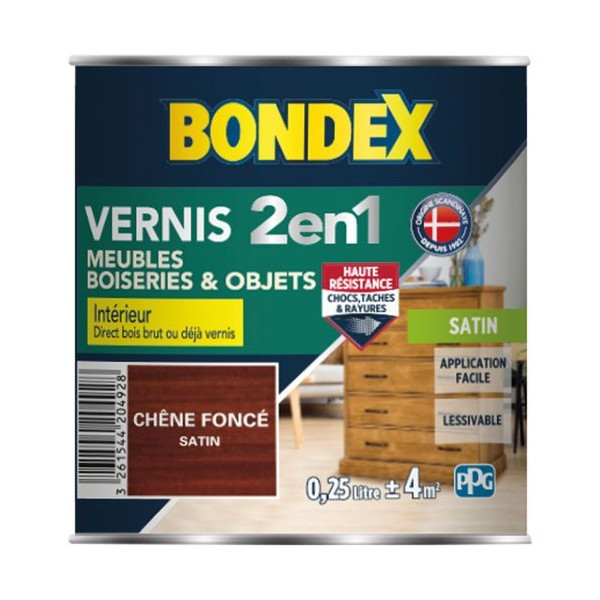 BONDEX - Vernis chêne foncé satin 250ml