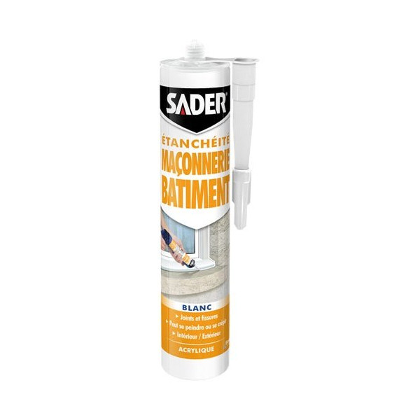 SADER - Mastic maçonnerie bâtiment blanc 280ml