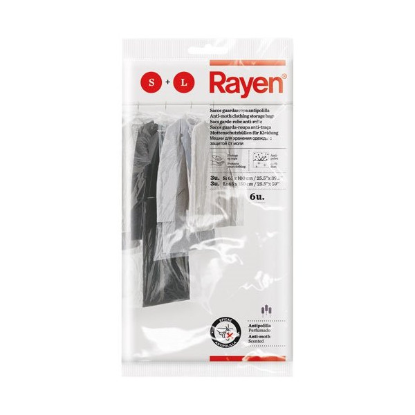 RAYEN - Housse vêtement x6:3 65x100 +3 65x150 anti mites transp 6048