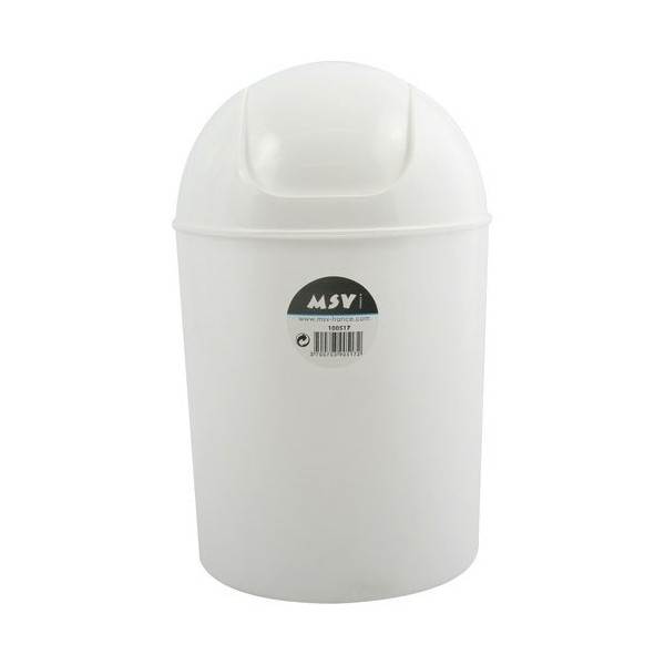 MSV - Poubelle plastique ronde 7l sdb blanc
