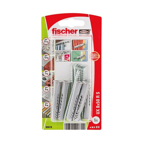 FISCHER - Cheville multimat ux 8x50 rs blister x5