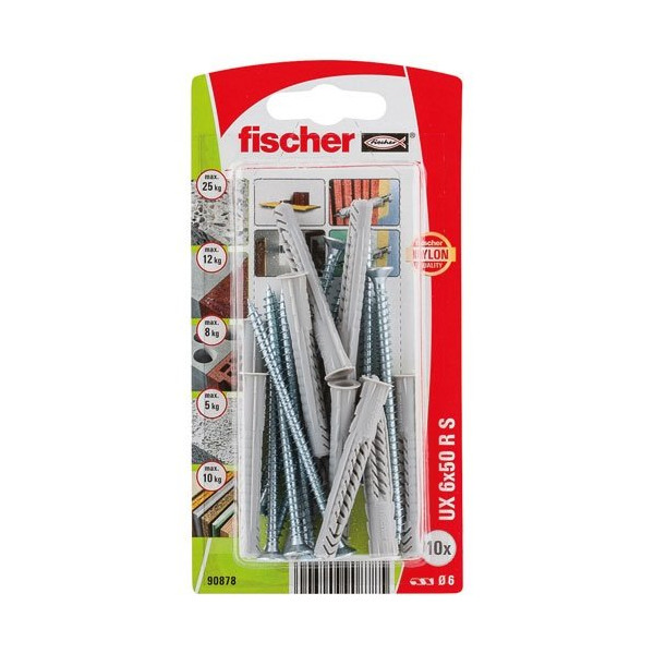 FISCHER - Cheville multimat ux 6x50 r s blister x10