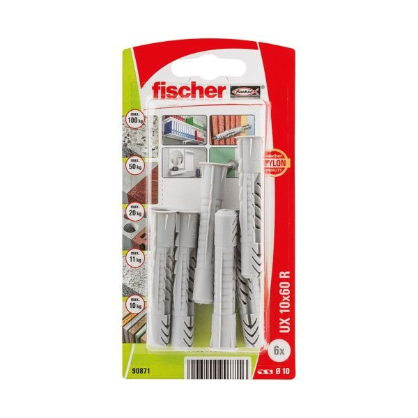 FISCHER - Cheville multimat ux 10x60 r blister x6