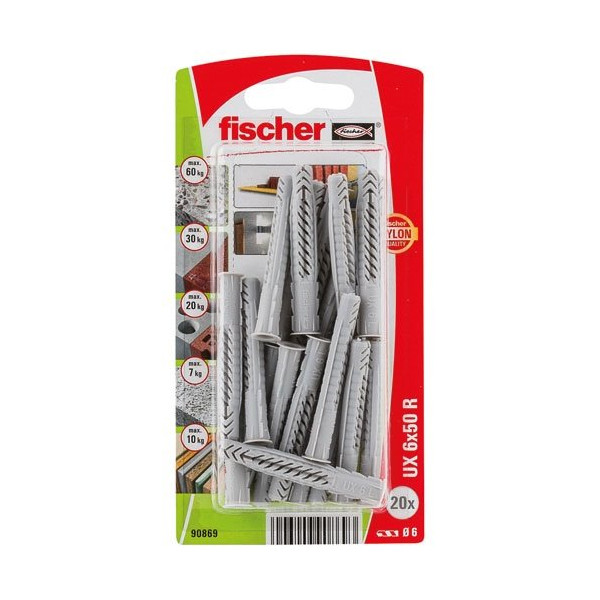 FISCHER - Cheville multimat ux 6x50 r blister x20