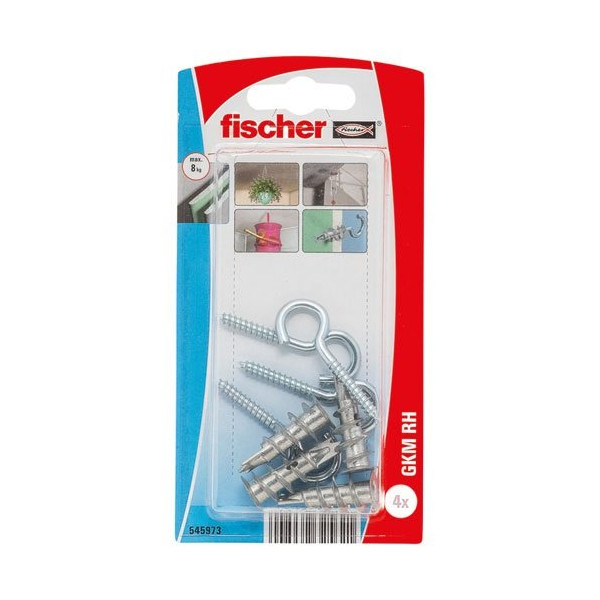 FISCHER - Cheville autoperce metal gkm av.crochet blister de 4