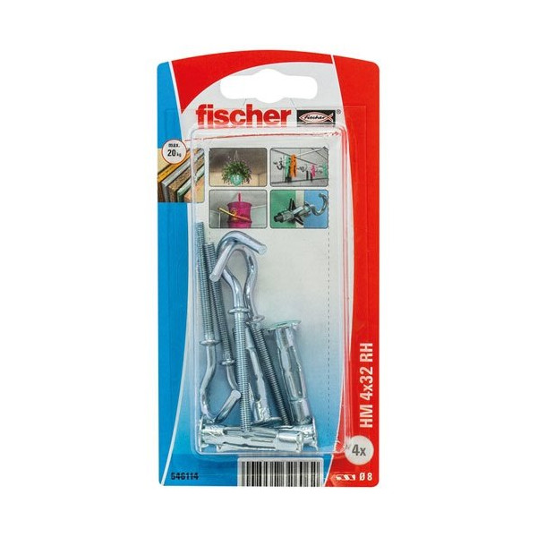 FISCHER - Chev. corps creux crochet hm4x32 x4 blister de 4