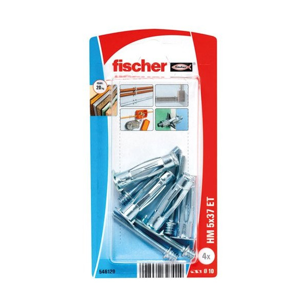 FISCHER - Cheville corps creux pâtte à vis hm5x37 blister de 4