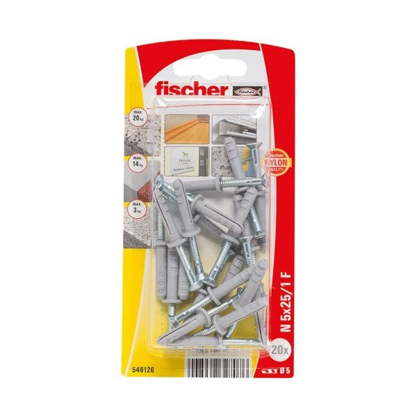 FISCHER - Cheville clou n 5x25/1 f x20 blister de 20