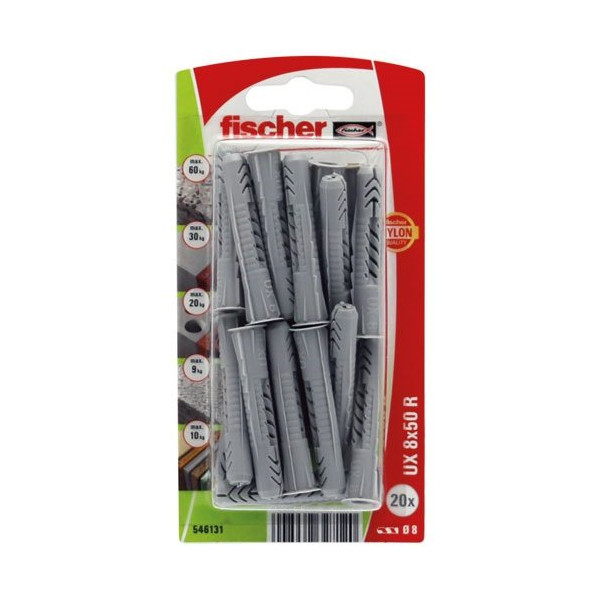 FISCHER - Cheville multimat ux 8x50r blister de 20