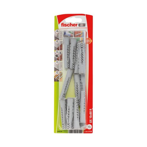 FISCHER - Cheville multimat ux 10x60 r blister de 15