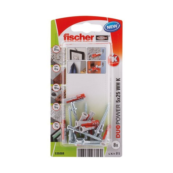 FISCHER - Cheville duopower 5x25 wh blister de 8