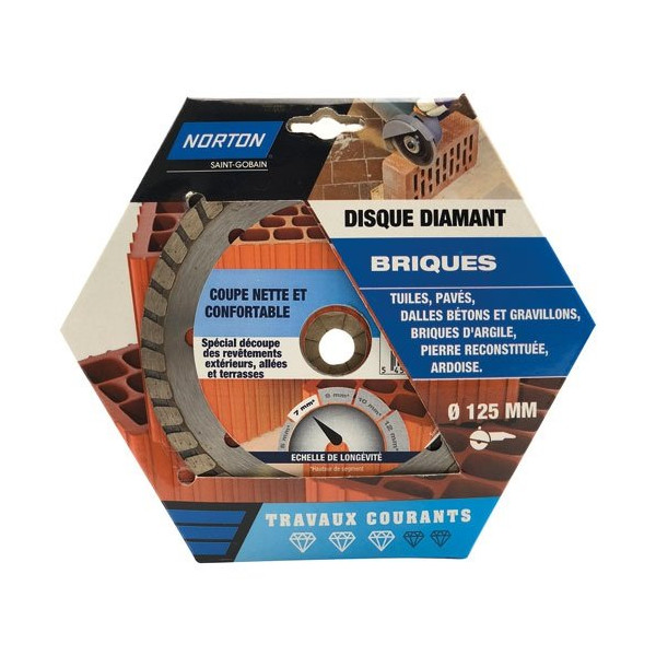 NORTON - Disque diamant 125 travaux courants brique