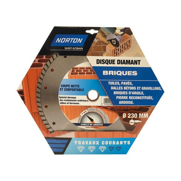 NORTON - Disque diamant travaux courants 230 brique