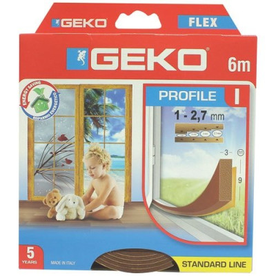 Geko Joint mousse PVC Profil I 9mmx3mmx6ml marron