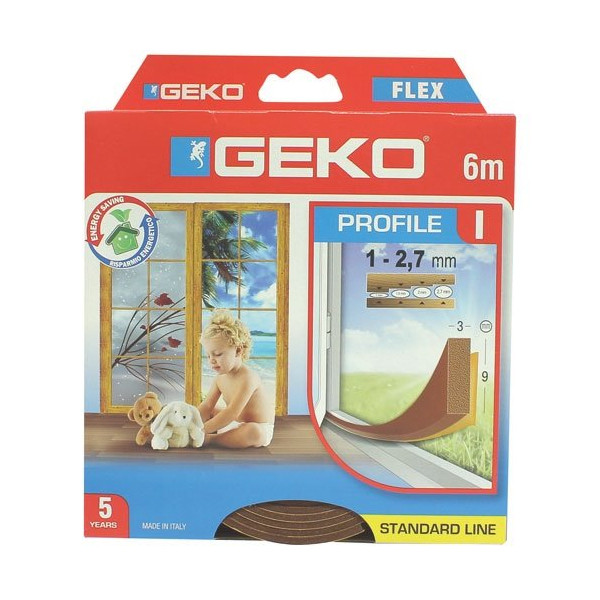 GEKO - Joint adhésif mousse pvc 9mmx3mmx6m marron
