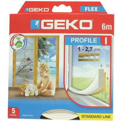 Geko Joint mousse PVC Profil I 9mmx3mmx6ml blanc