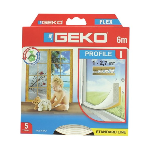 GEKO - Joint adhésif mousse pvc 9mmx3mmx6m blanc