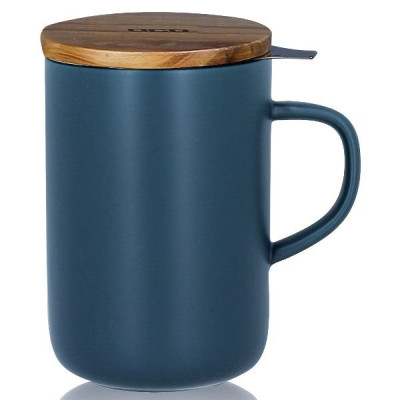 TISANIERE 475 ML BLEU COUVERCLE BOIS