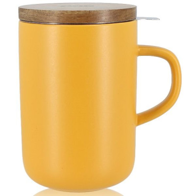 TISANIERE 475 ML JAUNE COUVERCLE BOIS
