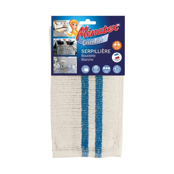 MENATEX - Serpillière bouclette blanche 50x60cm