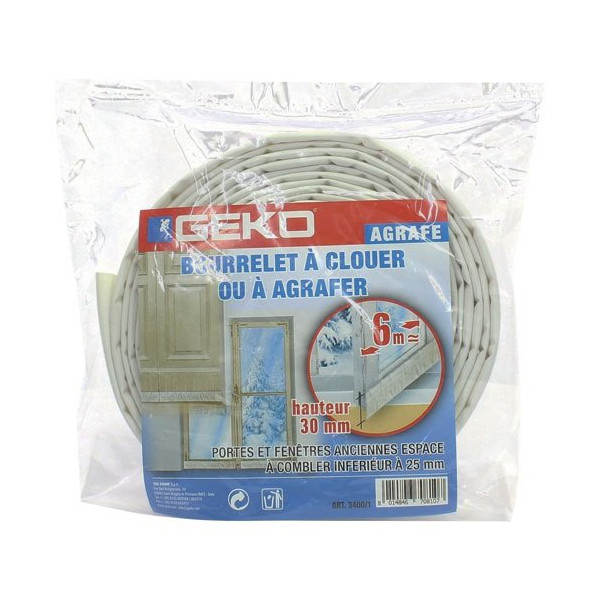 GEKO - Joint à clouer ou agrafer 30mmx6m blanc