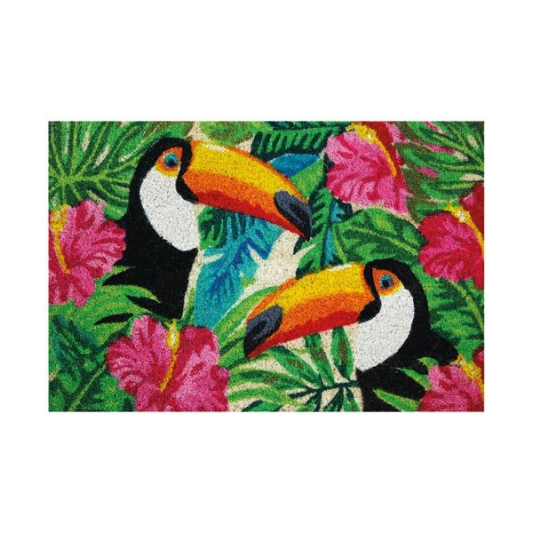 IDMAT - Tapis coco blanchi toucans / pvc 40x60 cm