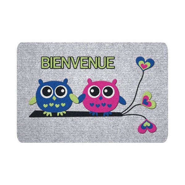 IDMAT - Tapis greyflock chouettes bienvenue 40x60cm