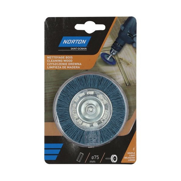 NORTON - Brosse perceuse circulaire nylon bleu 75 Norton