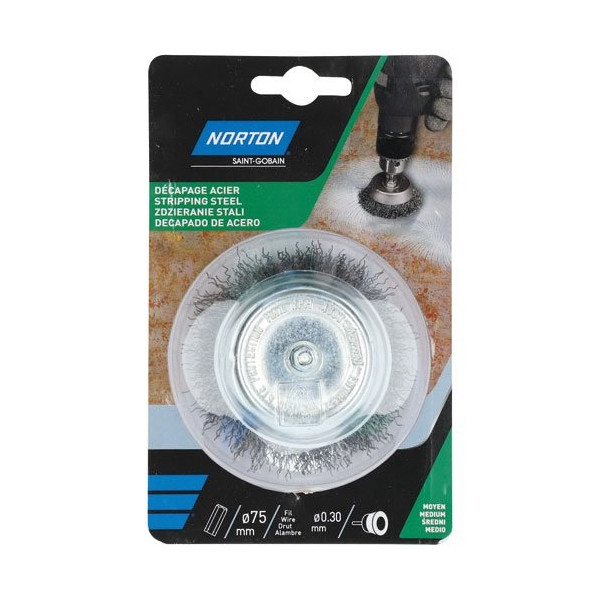 NORTON - Brosse perceuse coupe ondulé acier 75 Norton