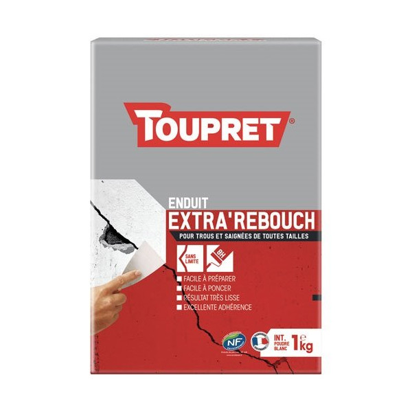 TOUPRET - Enduit rebouchage intérieur blanc poudre 1kg