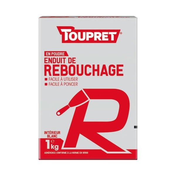 TOUPRET - Enduit rebouchage intérieur blanc en poudre 1kg