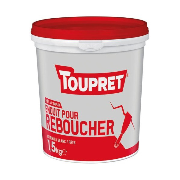 TOUPRET - Enduit de rebouchage intérieur - Blanc - 1,5 Kg