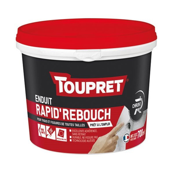TOUPRET - Enduit de rebouchage rapide intérieur et extérieur - gris - 330 g