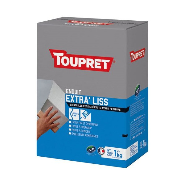 TOUPRET - Enduit lissage intérieur poudre 1kg blanc