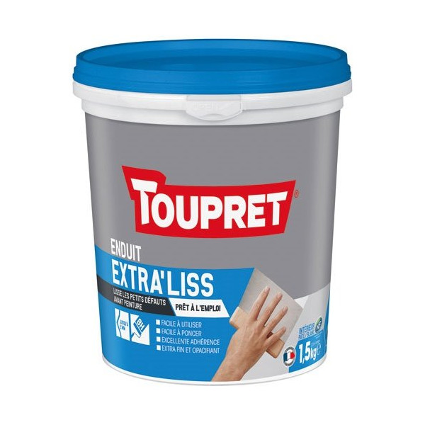 TOUPRET - Enduit lissage intérieur extra fin finitions - Blanc - 1,5 Kg