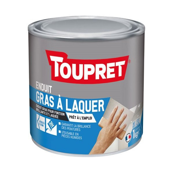 TOUPRET - Enduit gras à laquer intérieur et extérieur - Blanc - 1 Kg