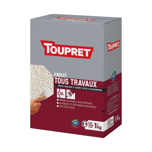 TOUPRET - Enduit tous travaux extérieur poudre 1kg blanc