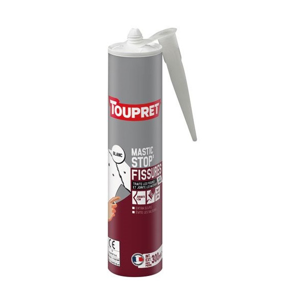 TOUPRET - Mastic stop fissure intérieur extérieur ton blanc 300g