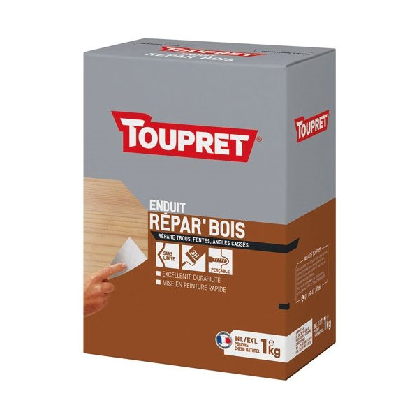 TOUPRET - Enduit répare bois intérieur extérieur poudre 1 kg