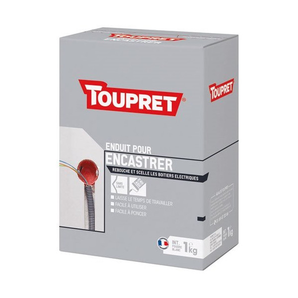 TOUPRET - Enduit pour encastrer intérieur poudre 1kg blanc