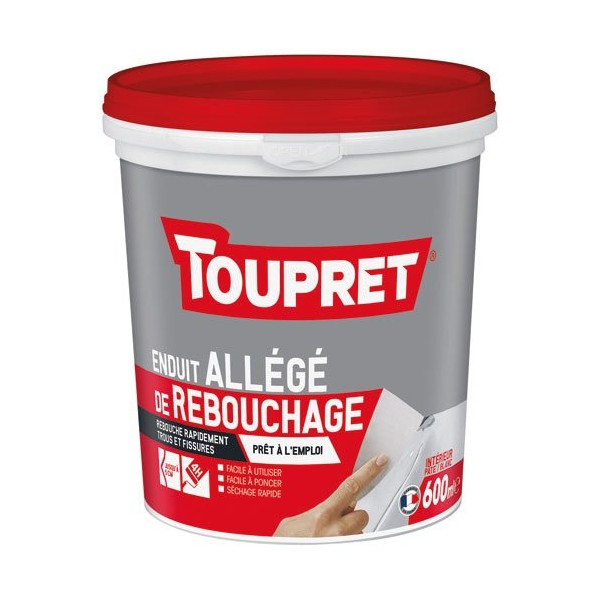 TOUPRET - Enduit de rebouchage intérieur - allégé - 600 mL