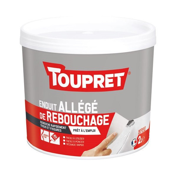 TOUPRET - Enduit de rebouchage intérieur - allégé - 2 L