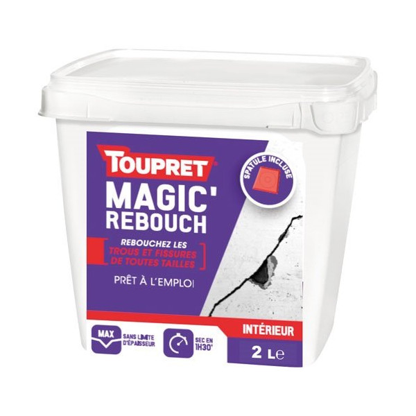 TOUPRET - Enduit intérieur rebouchage magic pâte allégée 2kg+spatule