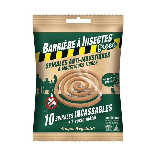 BARRIERE A INSECTES - Spirales anti moustiques à base de géraniol sachet de 10