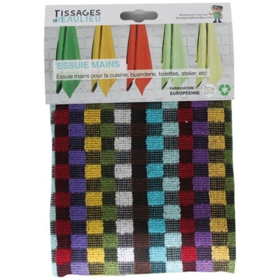 Torchon Essuie Main Mineur Coton 50x70cm Damier Multicolore