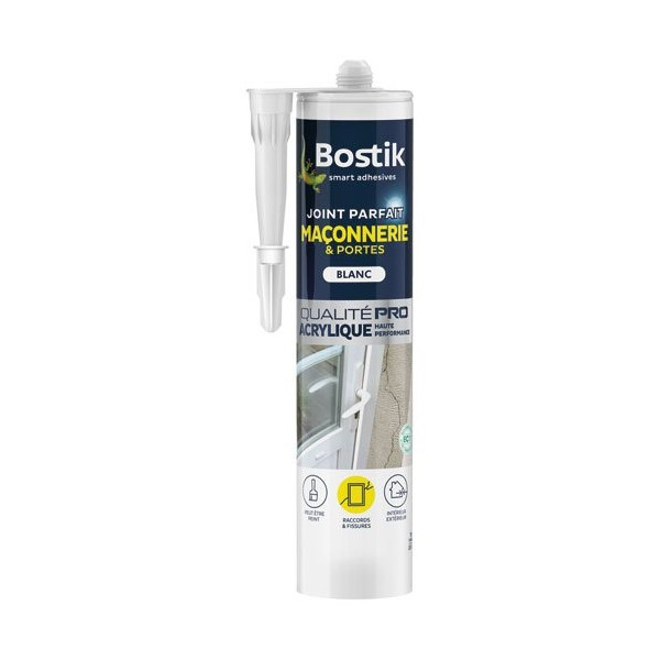 BOSTIK - Joint parfait maçonnerie huisserie blanc 280ml